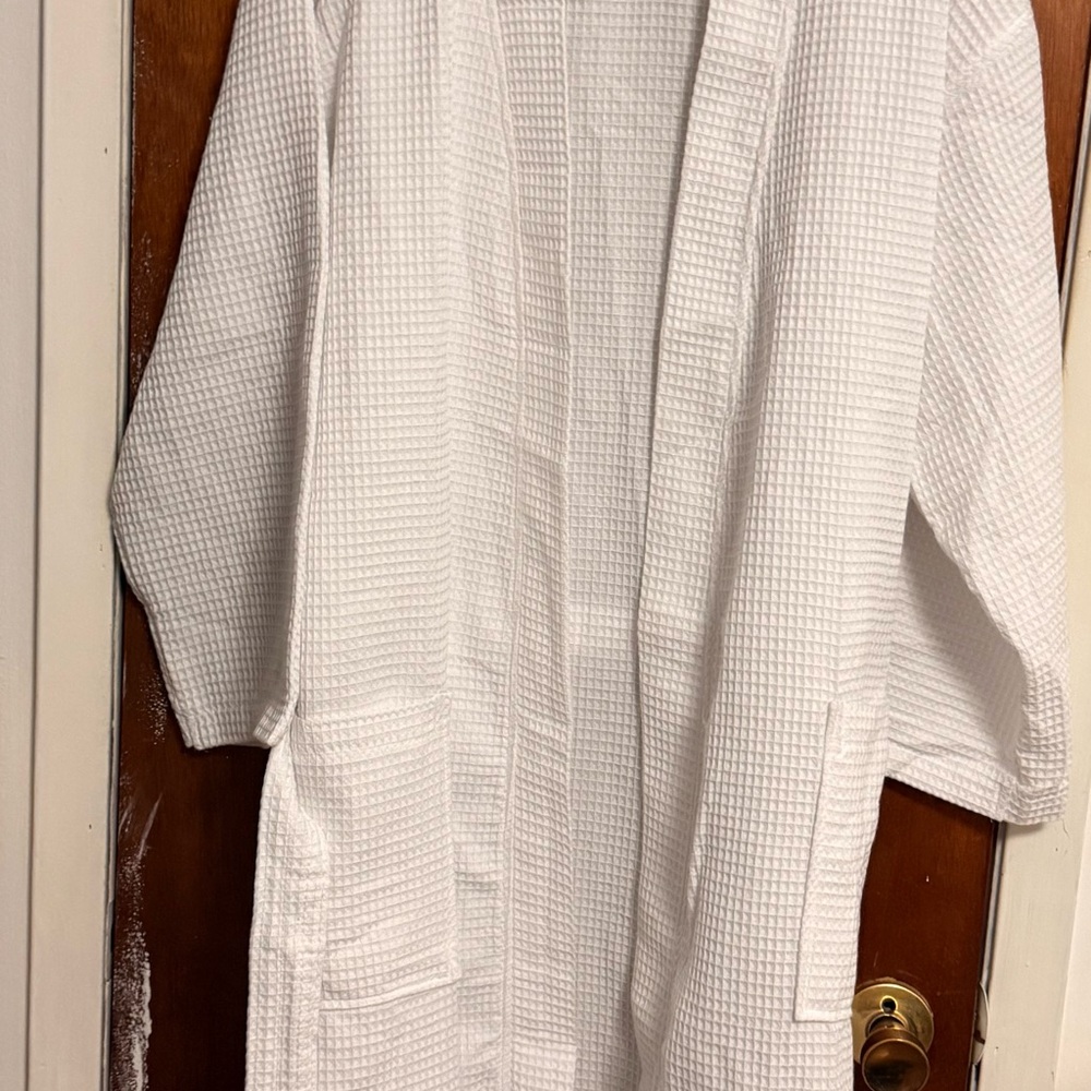 White Waffle Knit Robe by Turquaz